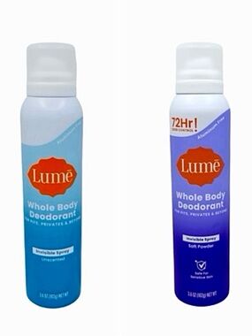 Lume Whole Body Deodorant Sprays X 2 Lavender & Sage & Unscented NEW!!